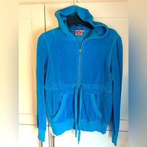 Aqua Blue Velvet Juicy Track Jacket